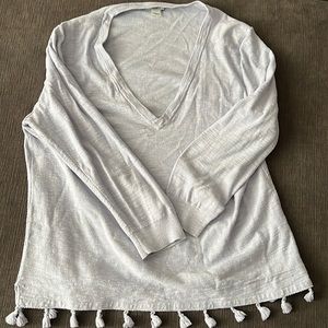 J Crew Factory Tassel Hem V-neck Pullover